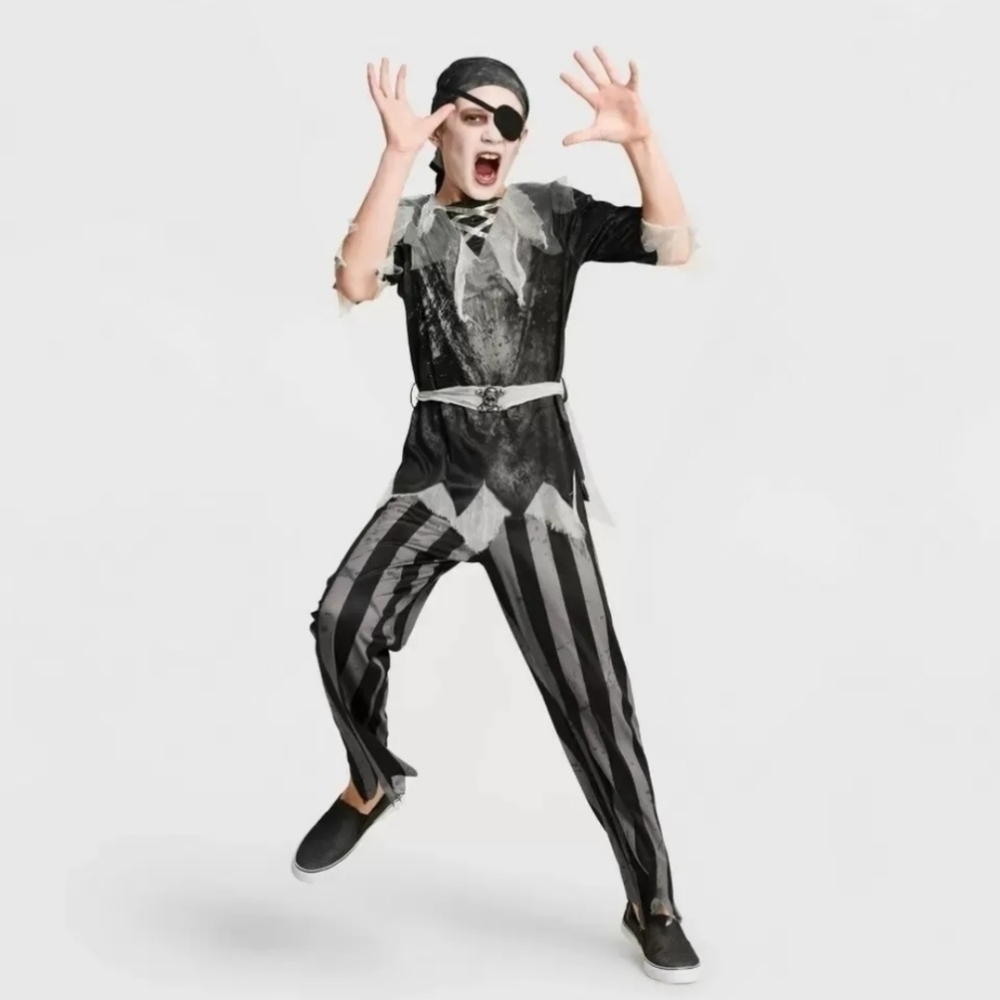 NWT Hyde & Eek! Boutique Kid's Pirate Halloween Costume M L Black White New